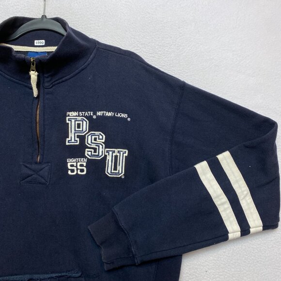 VINTAGE Penn State Nittany Lions Sweatshirt Mens L Navy OBV 1/4 Zip Pullover - Picture 2 of 15